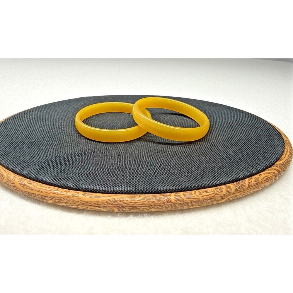 Unbranded Butterscotch Yellow Bangle Bracelets Set of 2 Resin Stacking Jewelry